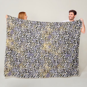Purple Gold Leopard Print Fleece Blanket
