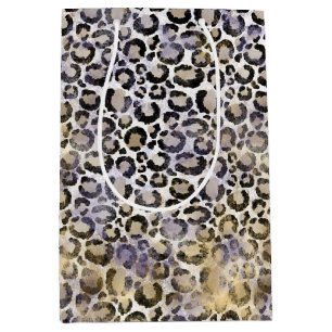Purple Gold Leopard Print Medium Gift Bag