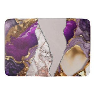 Purple Gold Luxury Elegant Design Liquid Texture  Bath Mat