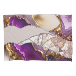 Purple Gold Luxury Elegant Design Liquid Texture Pillowcase