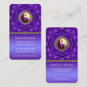 Purple Gold Mandala Tranquil Balance Holistic Business Card