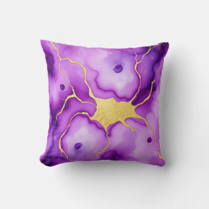 Purple Gold Marble Abstract Pattern Cushion