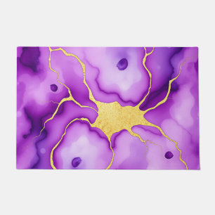 Purple Gold Marble Abstract Pattern Doormat