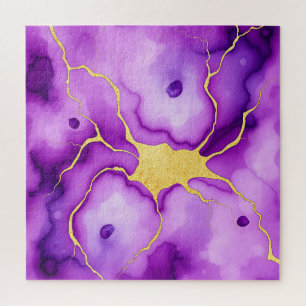 Purple Gold Marble Abstract Pattern Jigsaw Puzzle