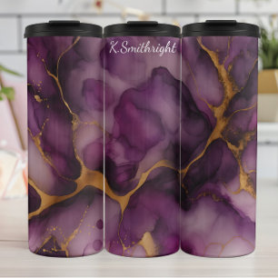 Purple Gold Marble Abstract Thermal Tumbler