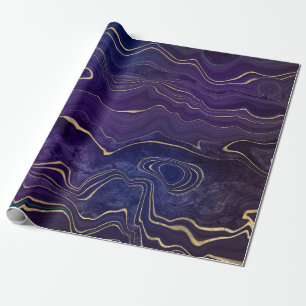 PURPLE GOLD MARBLE BIRTHDAY WEDDING WRAP WRAPPING PAPER
