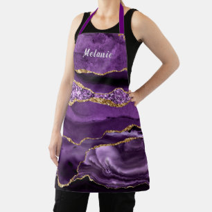 Purple Gold Marble Custom Name Apron Gift