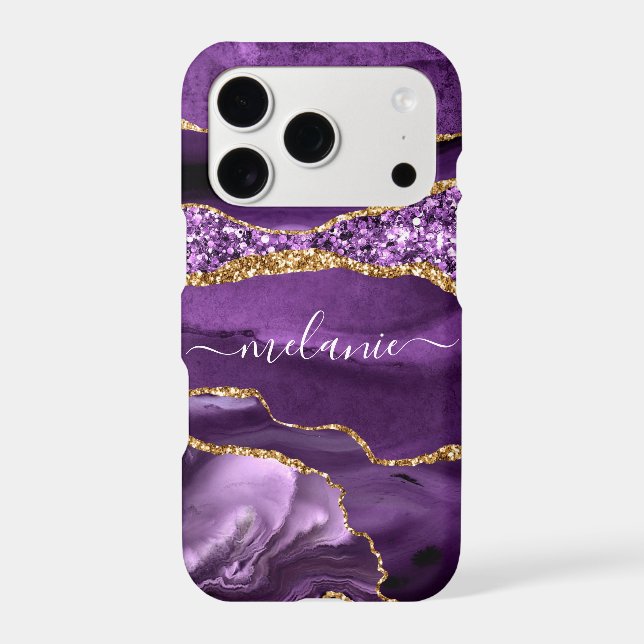  Purple Gold Marble Custom Name iPhone Case (Back)