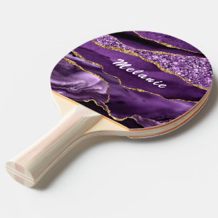 Purple Gold Marble Custom Name Ping Pong Paddle