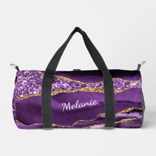 Purple Gold Marble Custom Your Name Duffle Bag