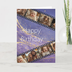 Purple & Gold Marble Film Strip Birthday Card