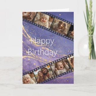 Purple & Gold Marble Film Strip Birthday Card