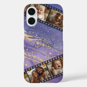 Purple & Gold Marble Film Strip Photo  iPhone 16 Case