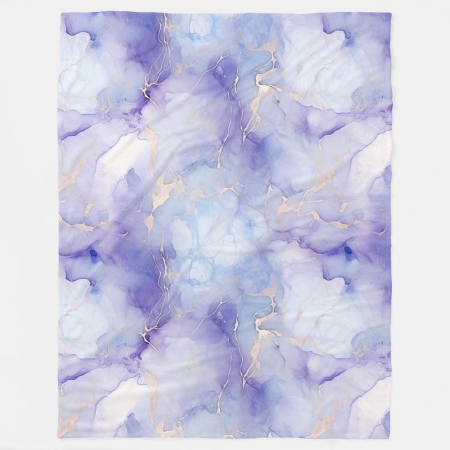 Purple Gold Marble Fleece Blanket (Front)
