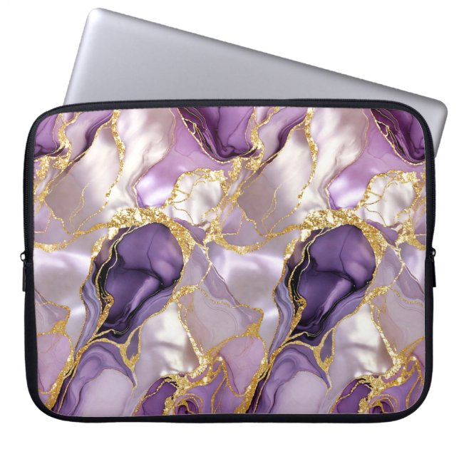 Purple Gold Marble Laptop Sleeve Luxury Case (Front)