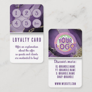 Purple Gold Marble Medical Spa Skincare Beauty Loyalty Card