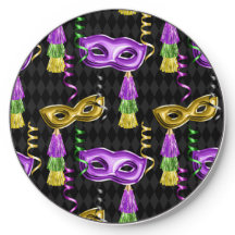 PURPLE & GOLD MARDI GRAS MASKS & STREAMERS