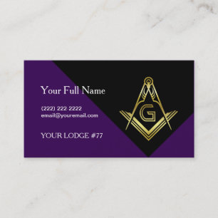 Purple & Gold Masonic Business Cards, Freemasonry Card