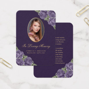 Purple Gold Memorial Funeral Prayer Card