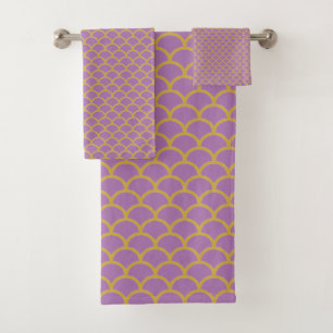 PURPLE GOLD MERMAID THEME BATHROOM TOWEL SET