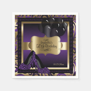 Purple & Gold Metallic - 00th Birthday    DIY Text Napkin
