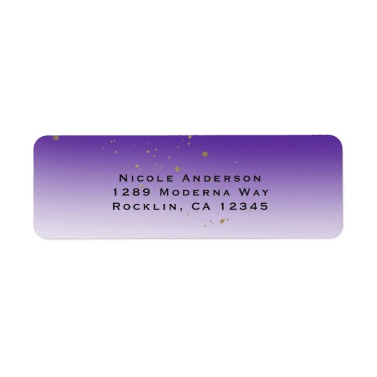 Purple & Gold Modern Glam Bridal Shower Party Return Address Label