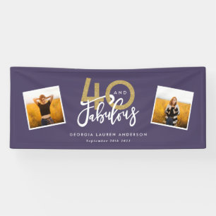 purple & gold modern multi photo 40 and fabulous  banner