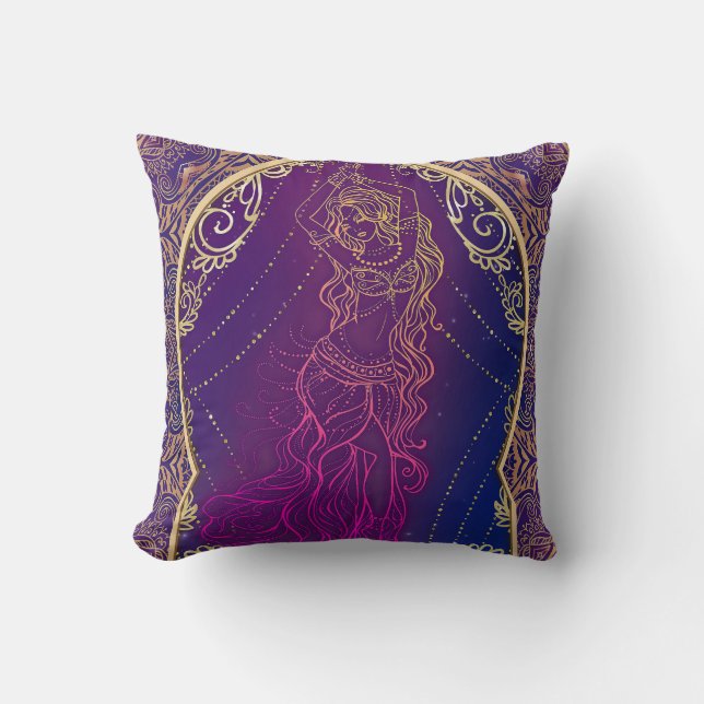 Purple & Gold Moroccan Arabian Belly Dancing Glam Cushion (Front)
