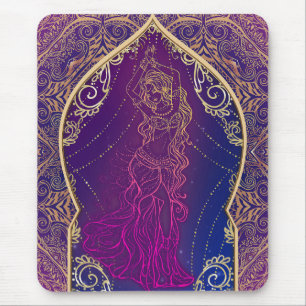 Purple & Gold Moroccan Arabian Belly Dancing Glam Mouse Mat