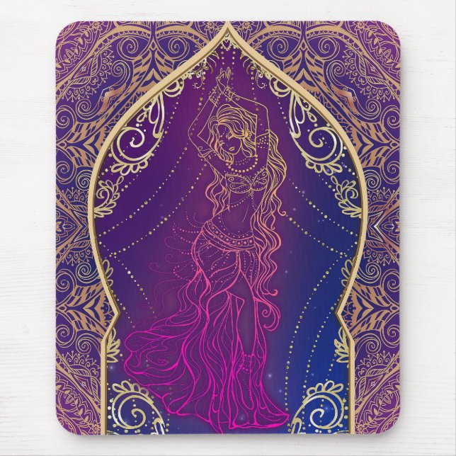 Purple & Gold Moroccan Arabian Belly Dancing Glam Mouse Mat (Front)