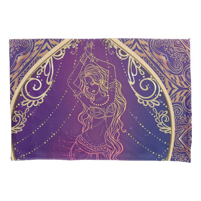 Purple & Gold Moroccan Arabian Belly Dancing Glam Pillowcase (Front)
