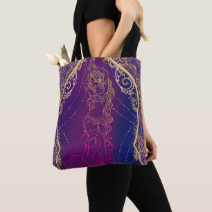 Purple & Gold Moroccan Arabian Belly Dancing Glam Tote Bag