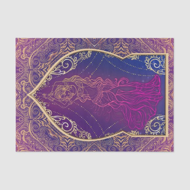 Purple & Gold Moroccan Arabian Belly Dancing Party Tissue Paper (Front)