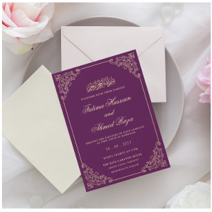 Purple Gold Nikah Islamic Muslim Wedding Invitation