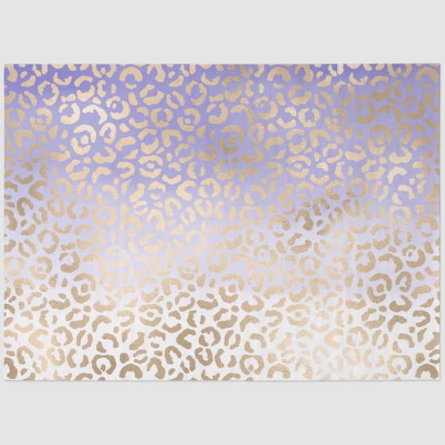 Purple Gold Ombre Leopard Print Tissue Paper (Front)
