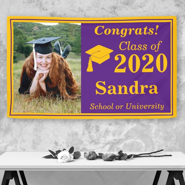 Purple Gold One Photo Class of 2023 Graduation Banner (Creator Uploaded)