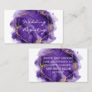 Purple Gold Paint Wedding Registry Enclosure Card