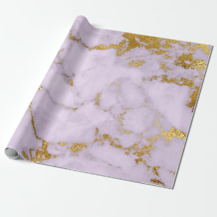 Purple Gold Pastel Gray Marble Shiny Glam Wrapping Paper