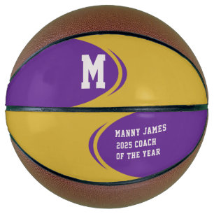 Purple Gold Personalised Basketball
