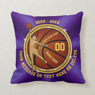 Purple Gold Personalised Basketball Gifts for Girl Cushion