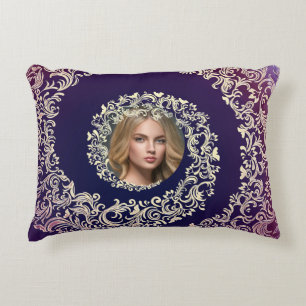 Purple & Gold  Photo Decorative Cushion