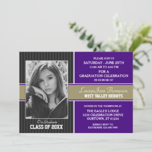 Purple   Gold Photo Graduation Announcements