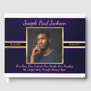 Purple Gold Photo Memorial Guest Book