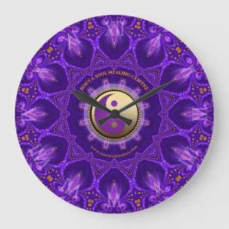 Purple Gold Pink Energy Healing Mandala Large Clock