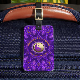 Purple Gold Pink Energy Healing Mandala Luggage Tag