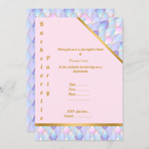 PURPLE GOLD PINK MERMAID PARTY BACHELORETTE INVITATION