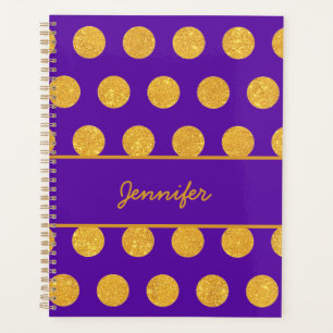 Purple & Gold Polka Dots Custom Name Goal Life Planner