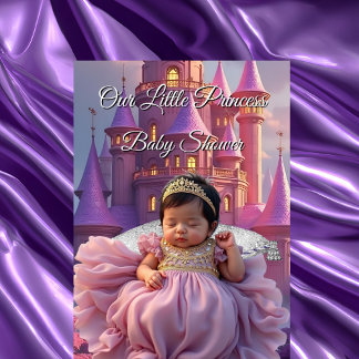 Purple Gold Princess Baby Shower Castle Invitation