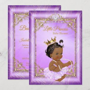 Purple Gold Princess Baby Shower Ethnic Girl Invitation