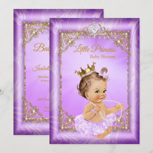 Purple Gold Princess Baby Shower Girl Invitation